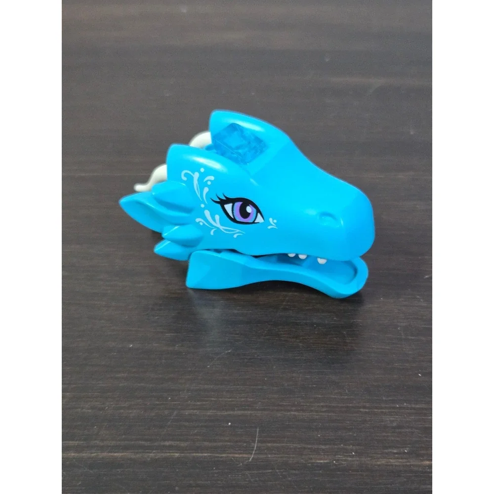 LEGO Elves Dragon Head Medium Azure with White Swirls and Purple Eyes Part - Picture 2 of 4